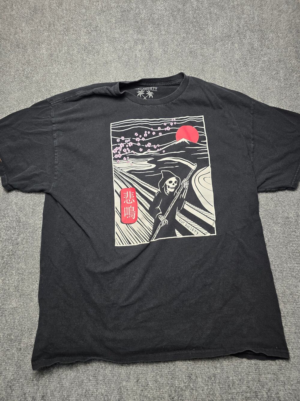 Riot Society Grim Reaper T Shirt Mens M Black Japanese Graphic Streetwear